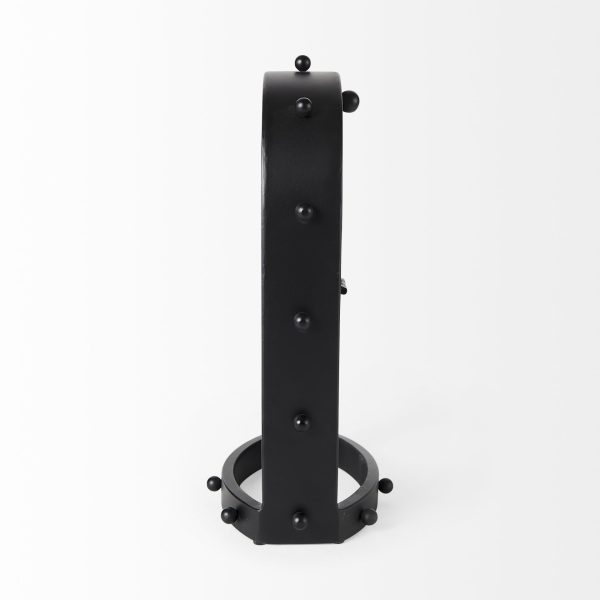 Marian 7.5L x 5.7W x 13.0H Black Studded Table Clock 4
