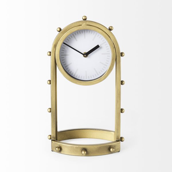 Marian 7.5L x 5.7W x 13.0H Gold Studded Table Clock 3