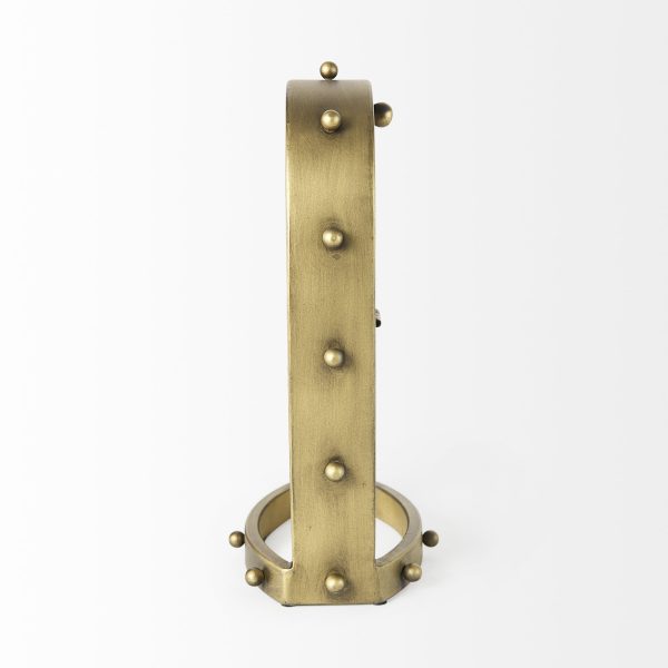 Marian 7.5L x 5.7W x 13.0H Gold Studded Table Clock 4