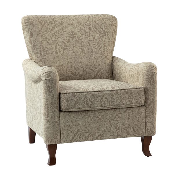 Marion Beige Floral Farmhouse Wingback Armchair 1