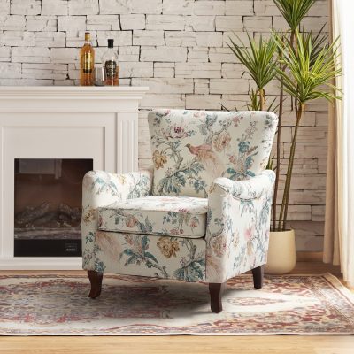 Marion Bird Farmhouse Wingback Accent Armchair