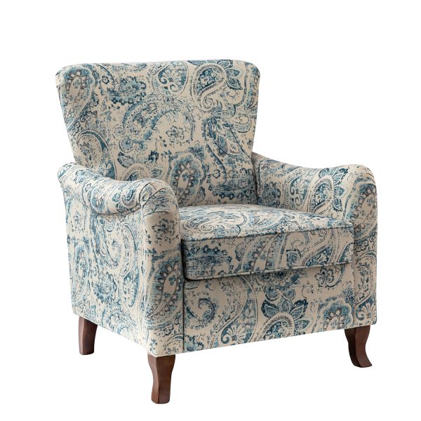 Marion Blue Floral Farmhouse Wingback Armchair 1