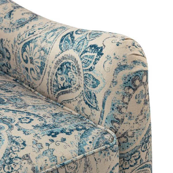 Marion Blue Floral Farmhouse Wingback Armchair 4