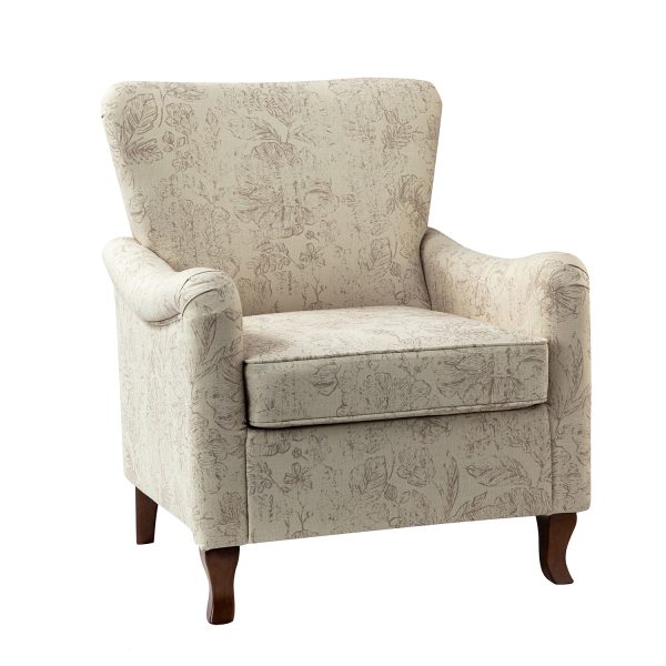 Marion Linen Floral Farmhouse Wingback Accent Armchair 1