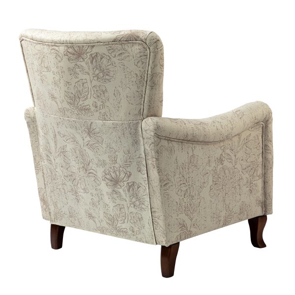 Marion Linen Floral Farmhouse Wingback Accent Armchair 2