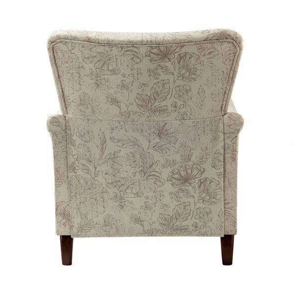 Marion Linen Floral Farmhouse Wingback Accent Armchair 3