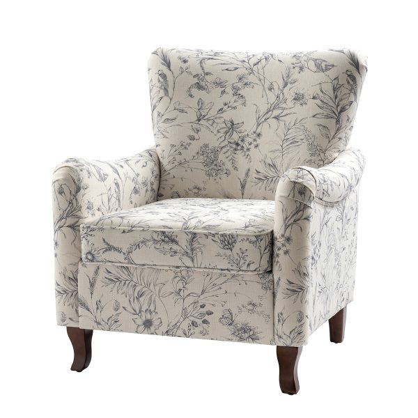 Marion Wildflower Floral Wingback Farmhouse Accent Armchair 1