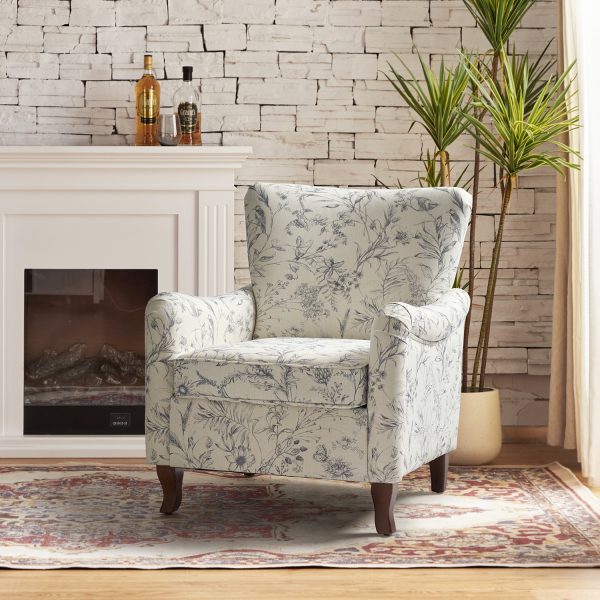 Marion Wildflower Floral Wingback Farmhouse Accent Armchair