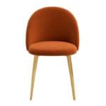 Orange Velvet Mid Century Modern Dining Chair Gold Legs (Set of 2) 7 Orange Velvet Mid Century Modern Dining Chair Gold Legs (Set of 2)