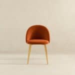Orange Velvet Mid Century Modern Dining Chair Gold Legs (Set of 2) 12 Orange Velvet Mid Century Modern Dining Chair Gold Legs (Set of 2)