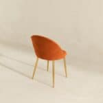 Orange Velvet Mid Century Modern Dining Chair Gold Legs (Set of 2) 9 Orange Velvet Mid Century Modern Dining Chair Gold Legs (Set of 2)