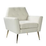 Maris Ivory Velvet Tufted Accent Chair with Golden Legs 7 Maris Ivory Velvet Tufted Accent Chair with Golden Legs