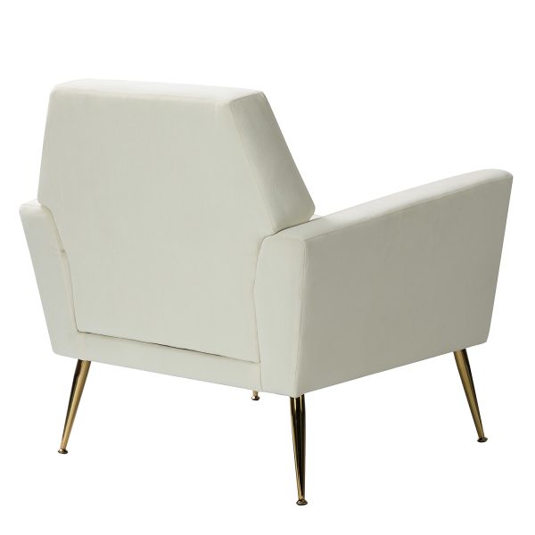 Maris Ivory Velvet Tufted Accent Chair with Golden Legs 2