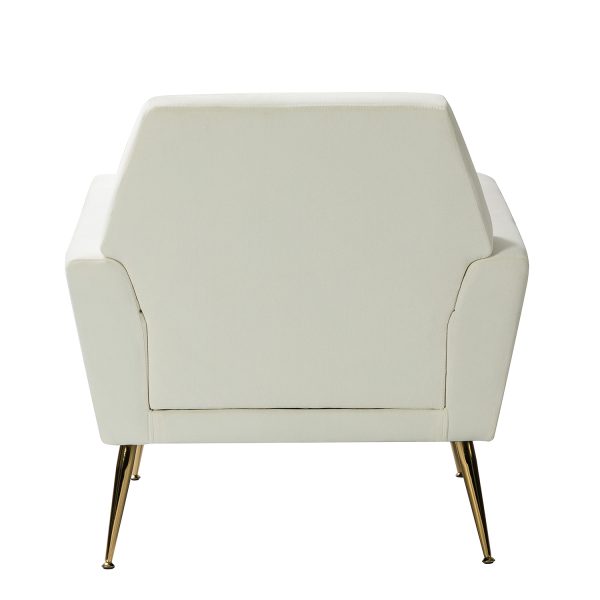 Maris Ivory Velvet Tufted Accent Chair with Golden Legs 3