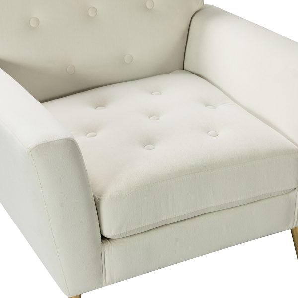 Maris Ivory Velvet Tufted Accent Chair with Golden Legs 4