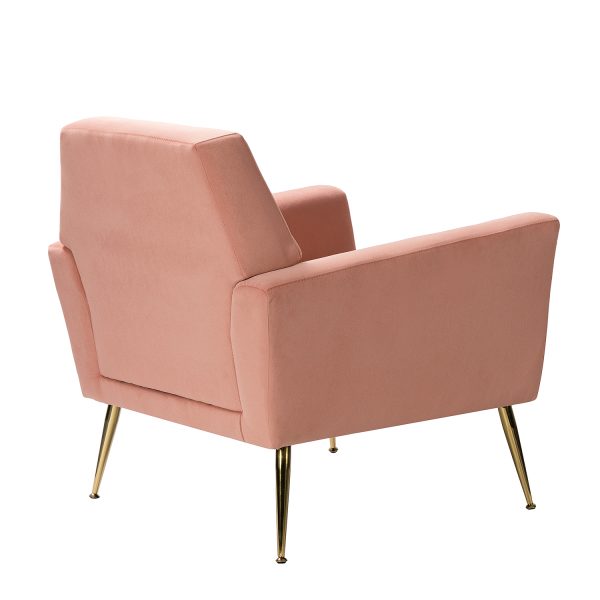 Maris Pink Velvet Tufted Accent Armchair with Golden Metal Legs 3