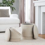 Marla Beige Fabric Contemporary Ottoman Set 12 Marla Beige Fabric Contemporary Ottoman Set