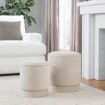 Marla Beige Fabric Contemporary Ottoman Set 11 Marla Beige Fabric Contemporary Ottoman Set