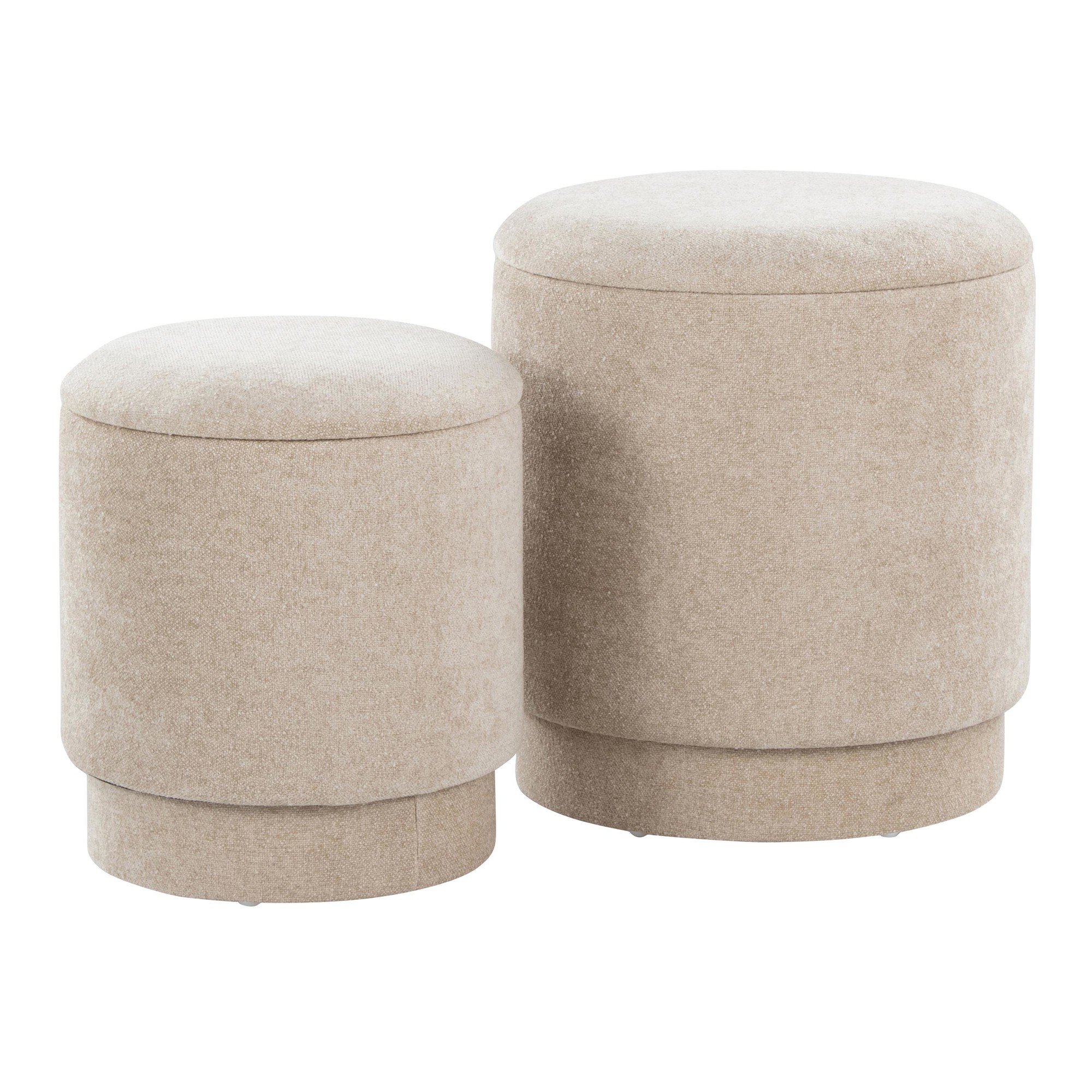 Marla Beige Fabric Contemporary Ottoman Set 4 Marla Beige Fabric Contemporary Ottoman Set - Image 4