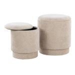 Marla Beige Fabric Contemporary Ottoman Set 18 Marla Beige Fabric Contemporary Ottoman Set