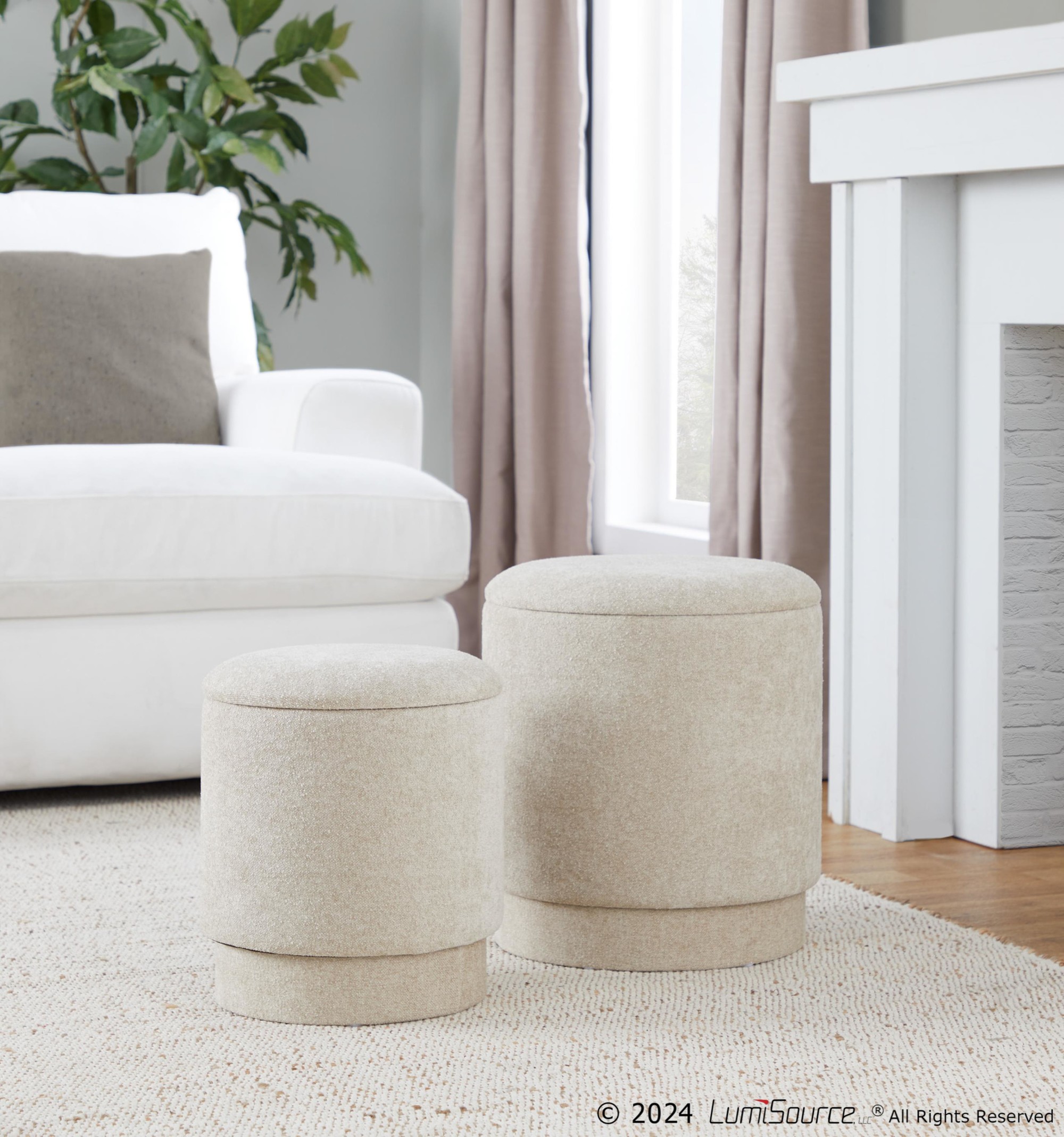Marla Beige Fabric Contemporary Ottoman Set 1 Marla Beige Fabric Contemporary Ottoman Set