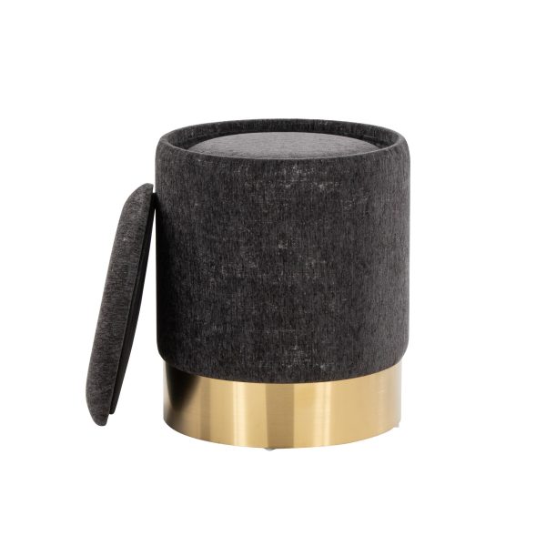 Marla Black Fabric Nesting Ottoman Set Gold Metal Base 7