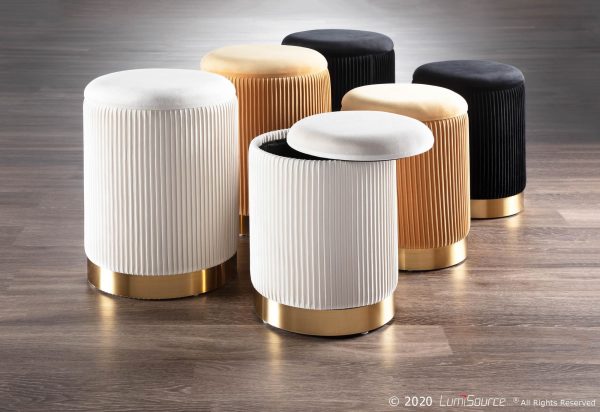 Marla Black Velvet Gold Contemporary Nesting Ottomans 2