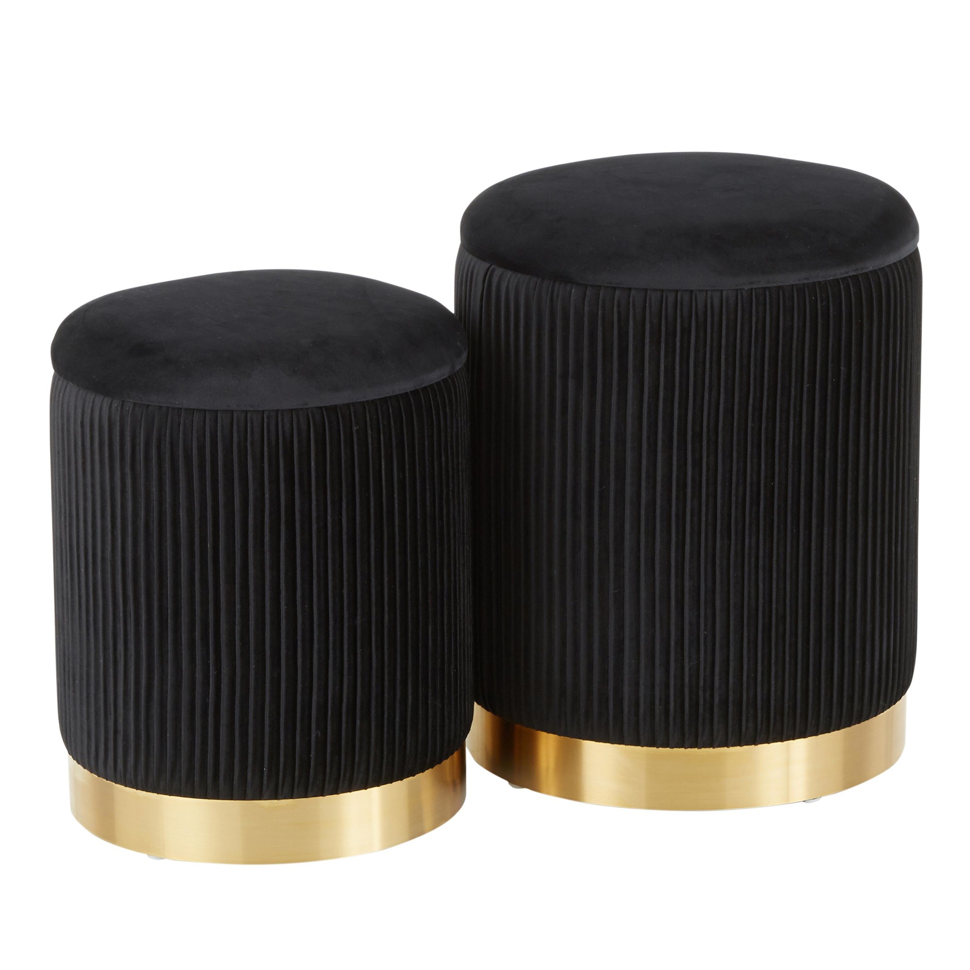 Marla Black Velvet Gold Contemporary Nesting Ottomans 7 Marla Black Velvet Gold Contemporary Nesting Ottomans - Image 7