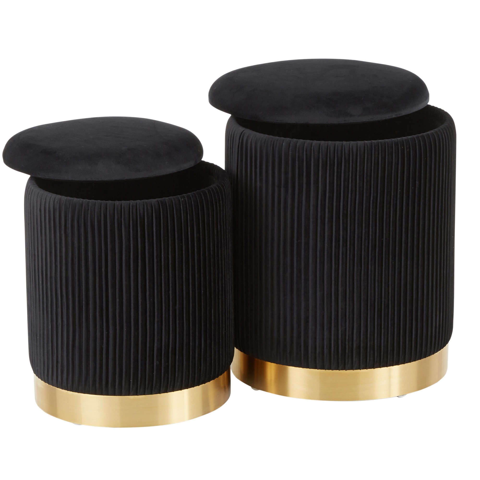 Marla Black Velvet Gold Contemporary Nesting Ottomans 10 Marla Black Velvet Gold Contemporary Nesting Ottomans - Image 10