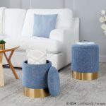 Marla Blue Fabric Gold Metal Nesting Ottomans Contemporary 11 Marla Blue Fabric Gold Metal Nesting Ottomans Contemporary