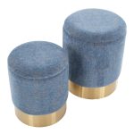 Marla Blue Fabric Gold Metal Nesting Ottomans Contemporary 18 Marla Blue Fabric Gold Metal Nesting Ottomans Contemporary