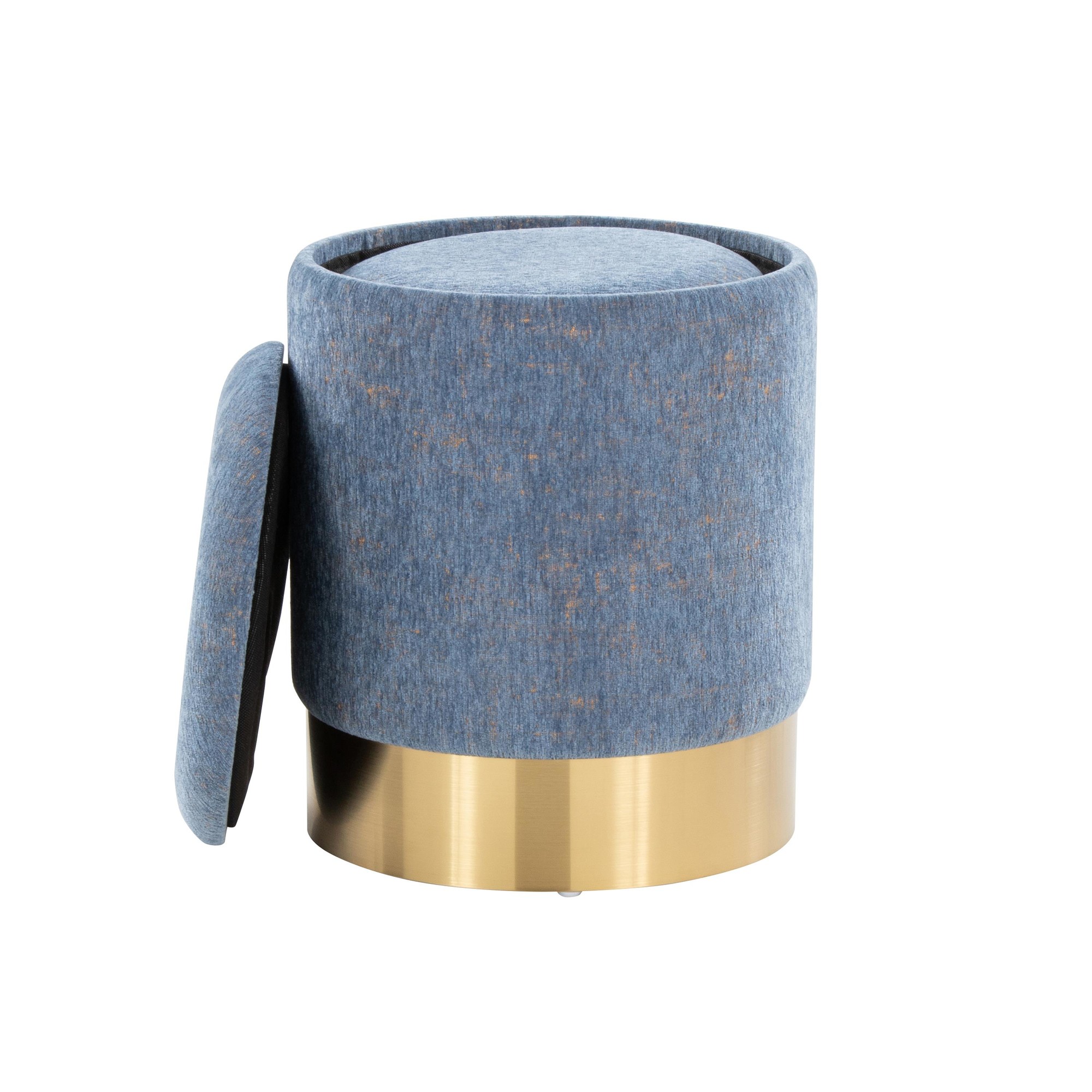 Marla Blue Fabric Gold Metal Nesting Ottomans Contemporary 9 Marla Blue Fabric Gold Metal Nesting Ottomans Contemporary - Image 9