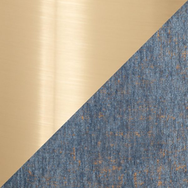 Marla Blue Fabric Gold Metal Nesting Ottomans Contemporary 9