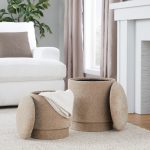 Marla Brown Fabric Contemporary Storage Ottoman Set