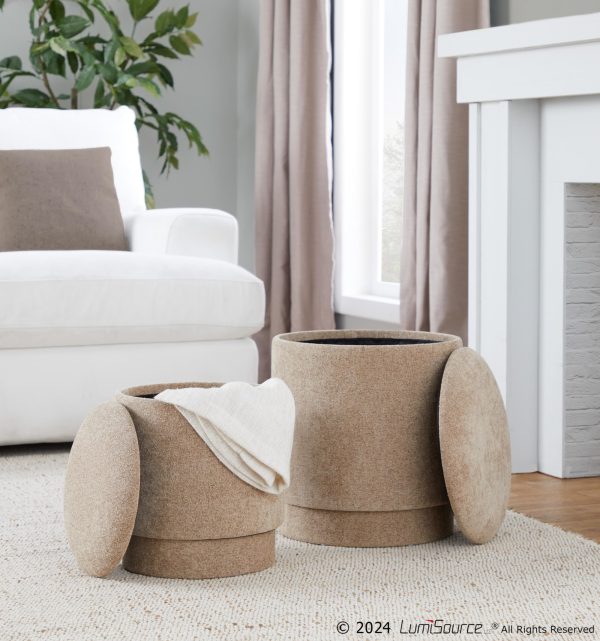 Marla Brown Fabric Contemporary Storage Ottoman Set 1
