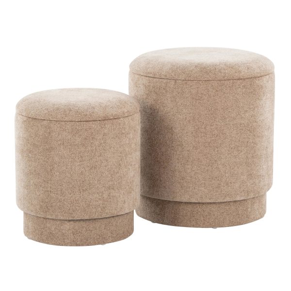 Marla Brown Fabric Contemporary Storage Ottoman Set 4