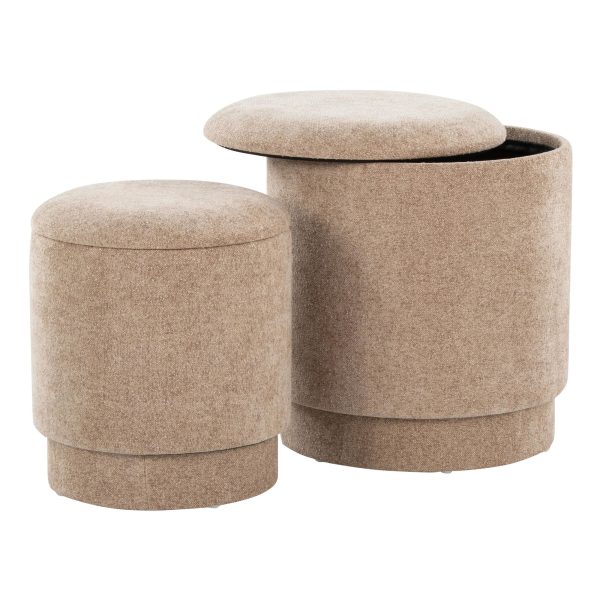 Marla Brown Fabric Contemporary Storage Ottoman Set 5