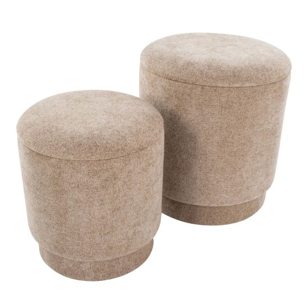 Marla Brown Fabric Contemporary Storage Ottoman Set 6