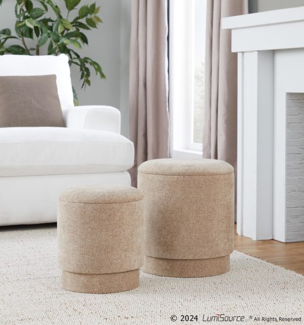 Marla Brown Fabric Contemporary Storage Ottoman Set
