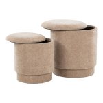 Marla Brown Fabric Contemporary Storage Ottoman Set