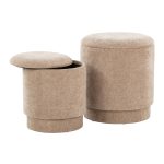 Marla Brown Fabric Contemporary Storage Ottoman Set