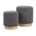 Marla Contemporary Black Fabric Nesting Ottoman Set Natural Wood 15 Marla Contemporary Black Fabric Nesting Ottoman Set Natural Wood