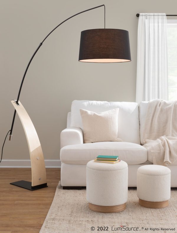 Marla Contemporary Cream Nesting Ottomans Natural Wood Base 1