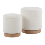 Marla Contemporary Cream Nesting Ottomans Natural Wood Base 15 Marla Contemporary Cream Nesting Ottomans Natural Wood Base