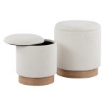 Marla Contemporary Cream Nesting Ottomans Natural Wood Base 17 Marla Contemporary Cream Nesting Ottomans Natural Wood Base