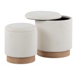 Marla Contemporary Cream Nesting Ottomans Natural Wood Base 18 Marla Contemporary Cream Nesting Ottomans Natural Wood Base