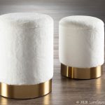 Marla Contemporary Cream Plush Fabric Nesting Ottomans Gold Base 13 Marla Contemporary Cream Plush Fabric Nesting Ottomans Gold Base