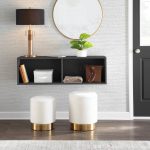 Marla Contemporary Cream Plush Fabric Nesting Ottomans Gold Base 12 Marla Contemporary Cream Plush Fabric Nesting Ottomans Gold Base