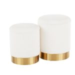 Marla Contemporary Cream Plush Fabric Nesting Ottomans Gold Base 16 Marla Contemporary Cream Plush Fabric Nesting Ottomans Gold Base