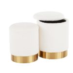 Marla Contemporary Cream Plush Fabric Nesting Ottomans Gold Base 18 Marla Contemporary Cream Plush Fabric Nesting Ottomans Gold Base